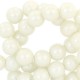Glaskralen pearl glitter 6mm Lichtgroen beige